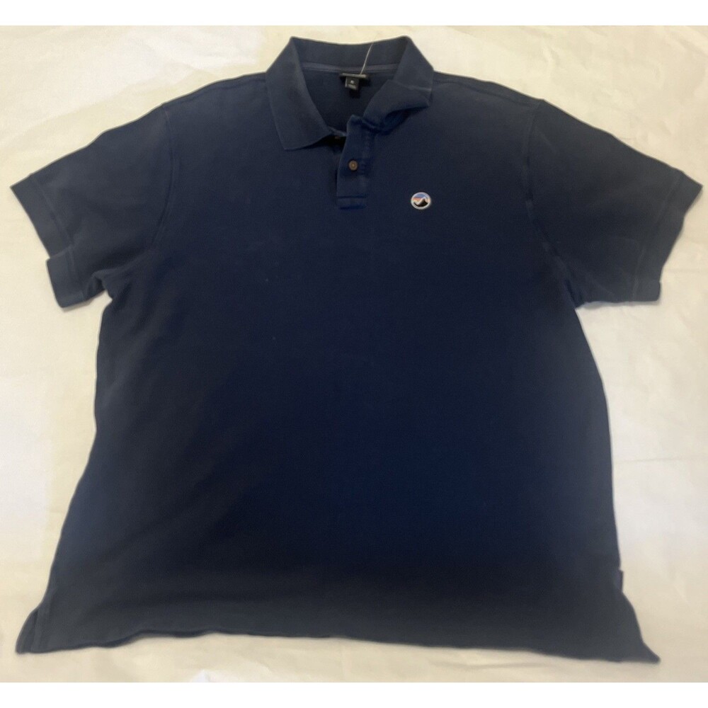 PATAGONIA Men's Fitz Roy Logo Organic Cotton Polo Golf Shirt Navy Size XL